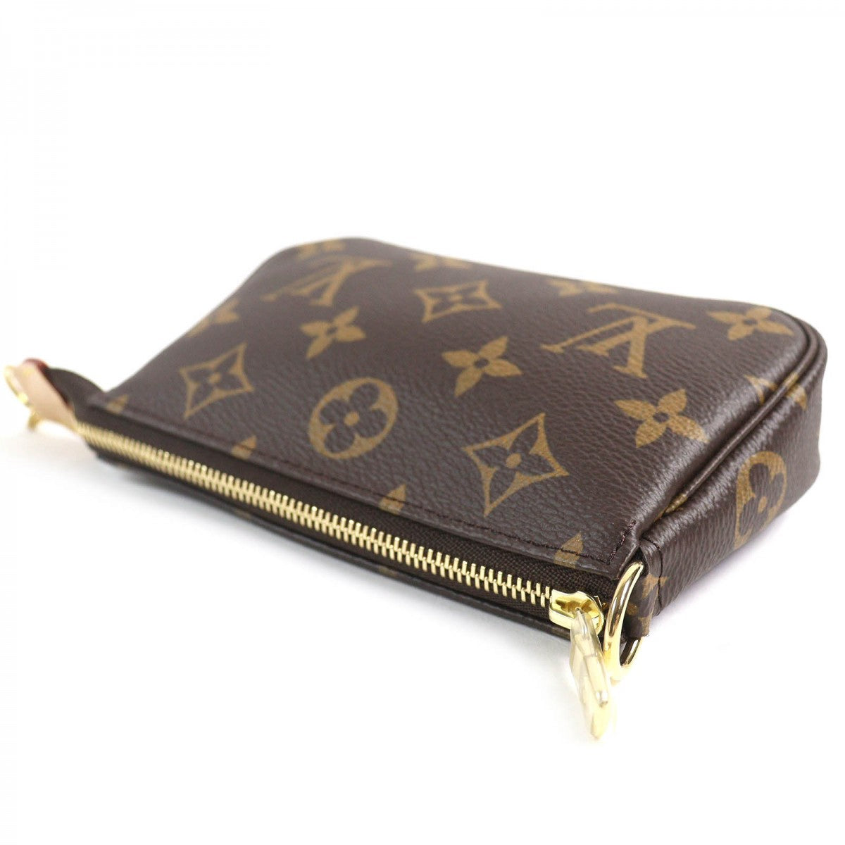 LOUIS VUITTON Pouch Main: Monogram canvas, Part: Tanned leather Brown Mini Pochette Accessoires Women