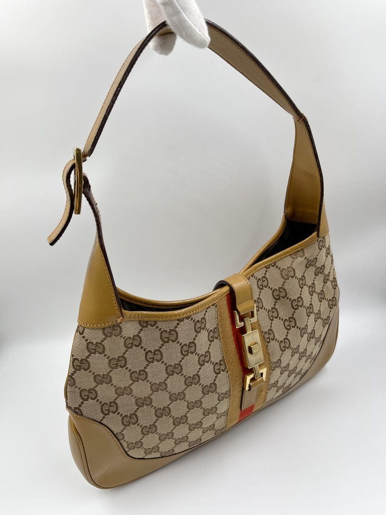 Gucci Jackie Leather Canvas Shoulder Bag Style 24