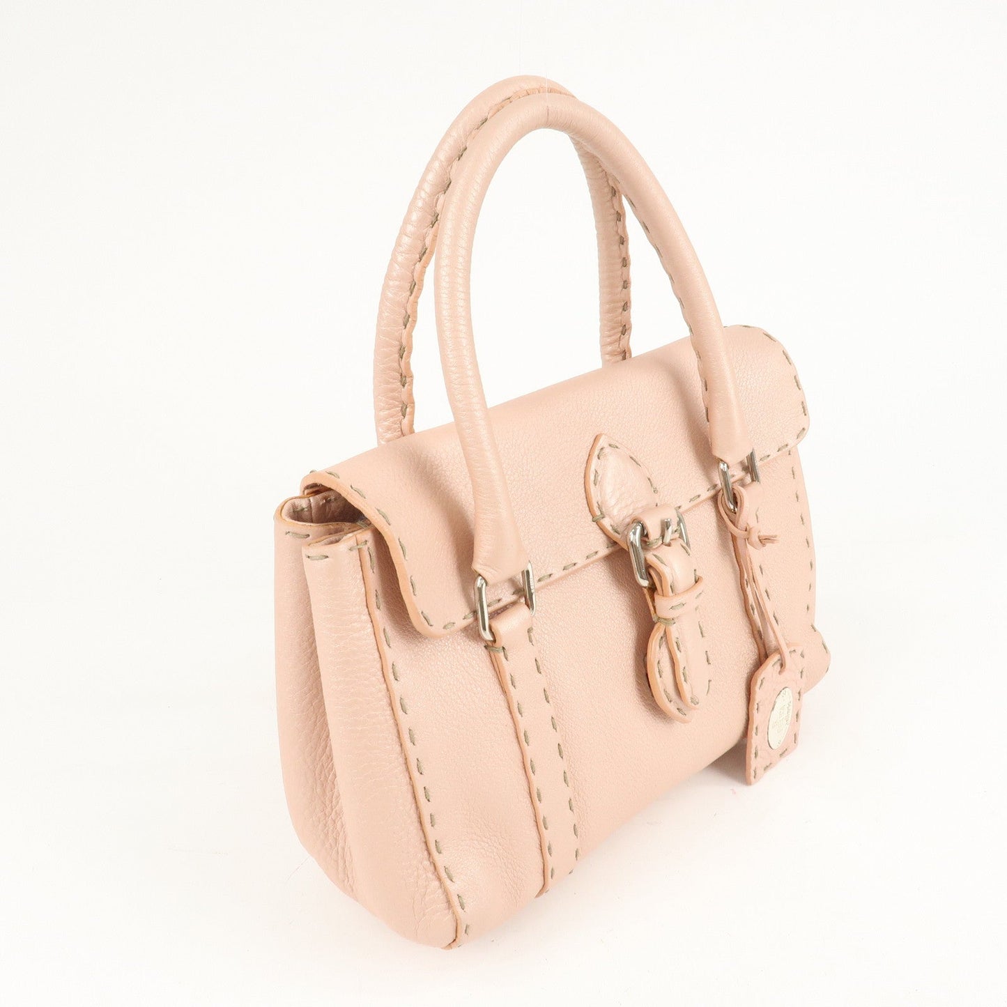 FENDI Selleria Leather Mini Linda Hand Bag Pink 8BR486