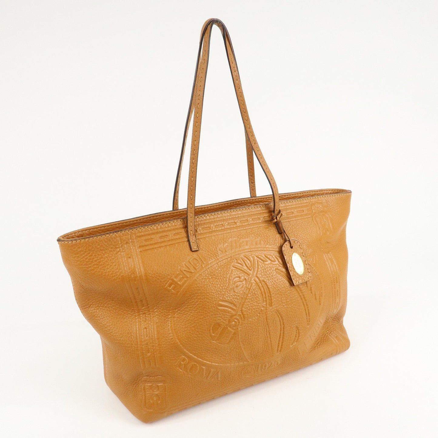 FENDI Selleria Leather Tote Bag Shoulder Bag Brown 8BH185
