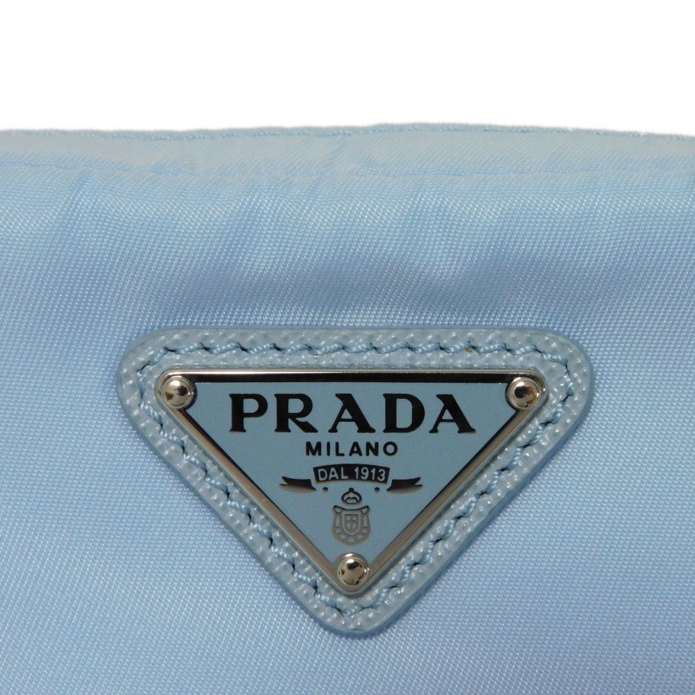 PRADA Clutch bag 1ND339 R067 F0076 recycled polyamide Light blue Current nylon pastel RFID in good Triangle logo Micro Re-Nylon Pouch unisex(Unisex)