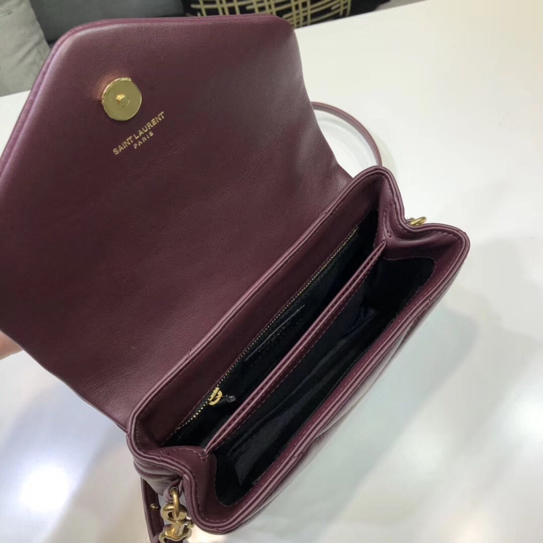 Yves Saint Laurent Loulou Mini Shoulder Bag Burgundy 7in/