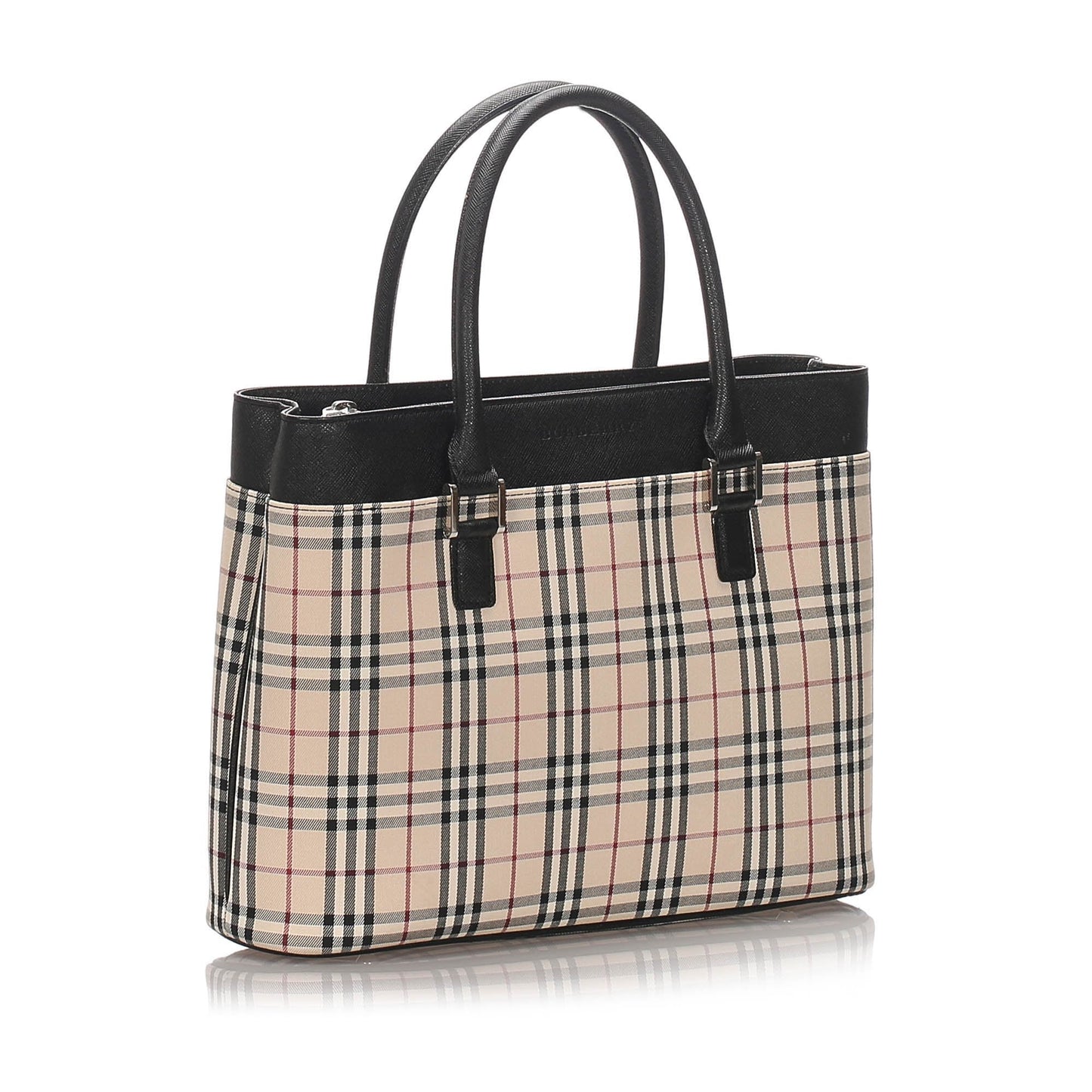 Burberry Brown Beige Canvas Fabric Ho Check Tote Bag United Kingdom