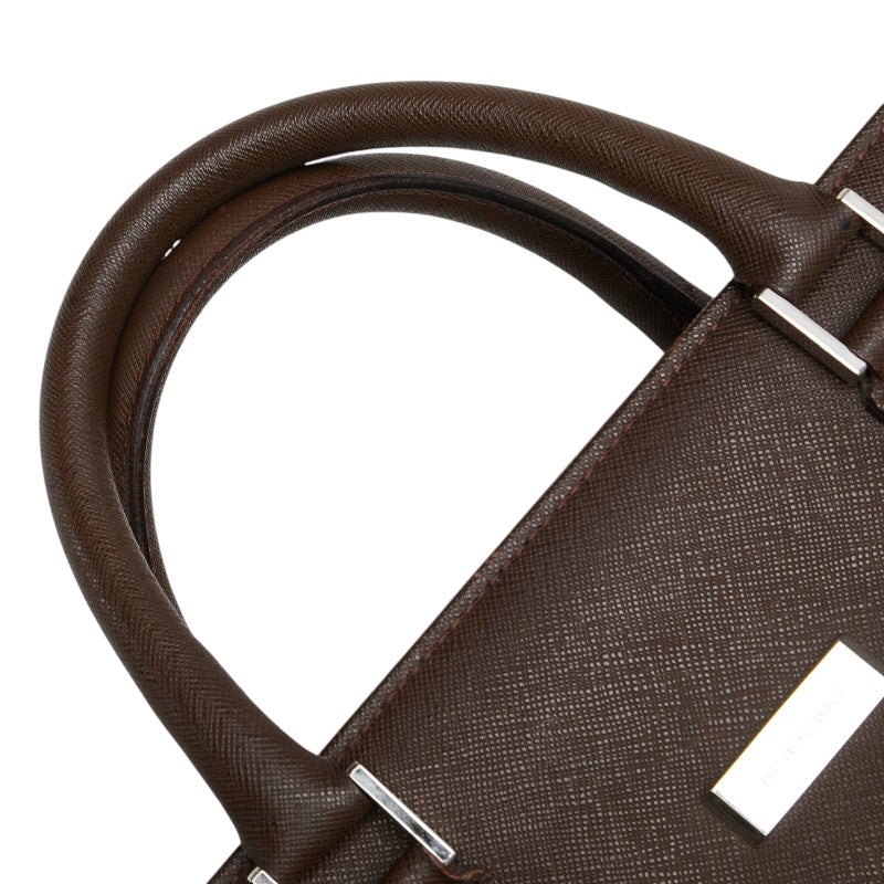 Burberry Logo Plate Leather Briefcase