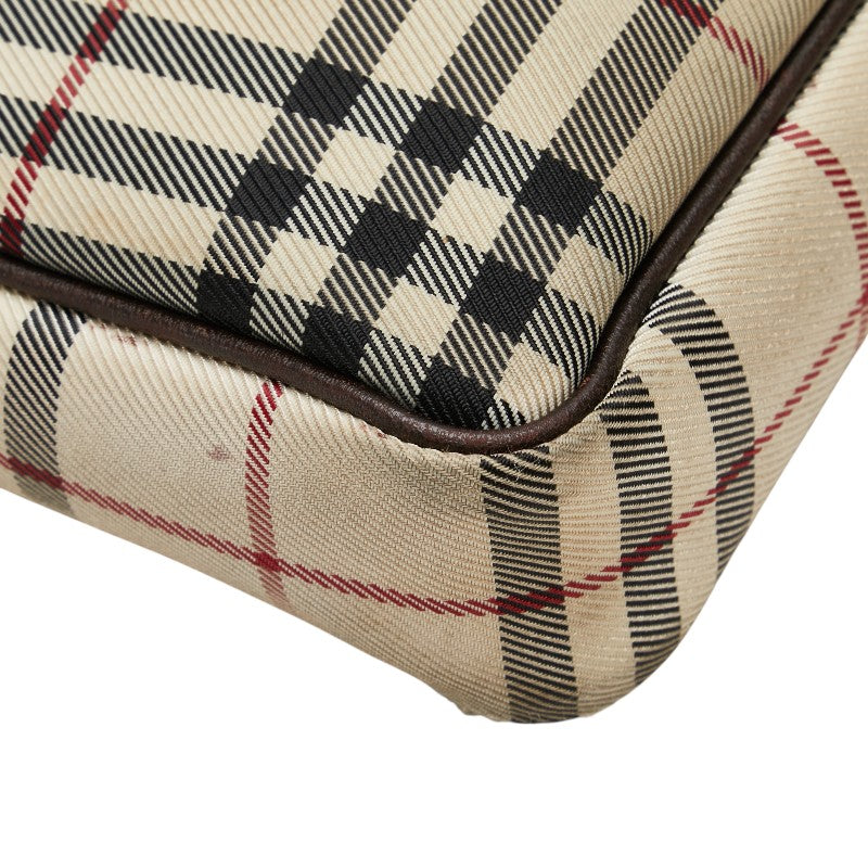 Burberry Nova Check Leather Nylon Canvas Shoulder Bag