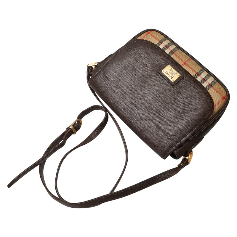 Burberry Nova Check Shadow Horse Canvas Leather Shoulder Bag