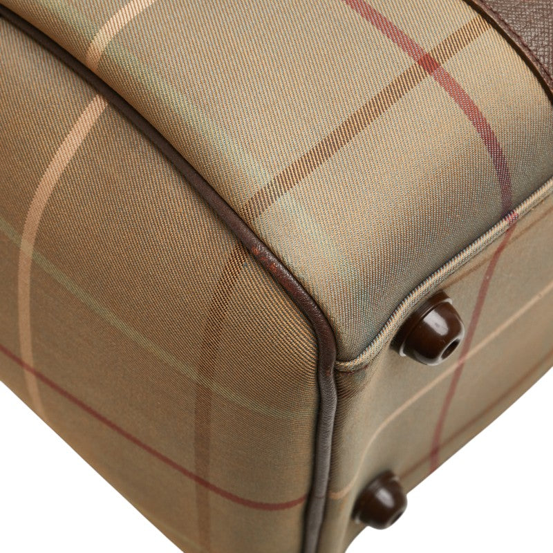 Burberry Check Canvas Leather Handbag