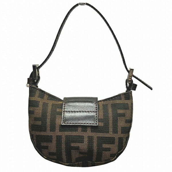 Fendi Zucca Canvas Wool Leather Boston Bag