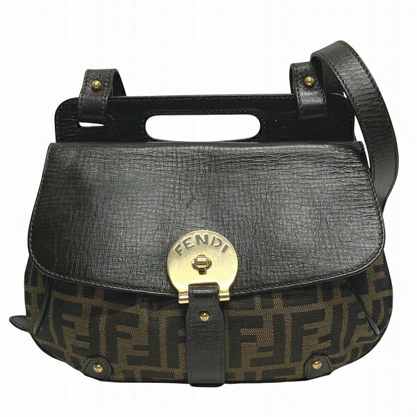 Fendi Zucca Canvas Leather Shoulder Bag