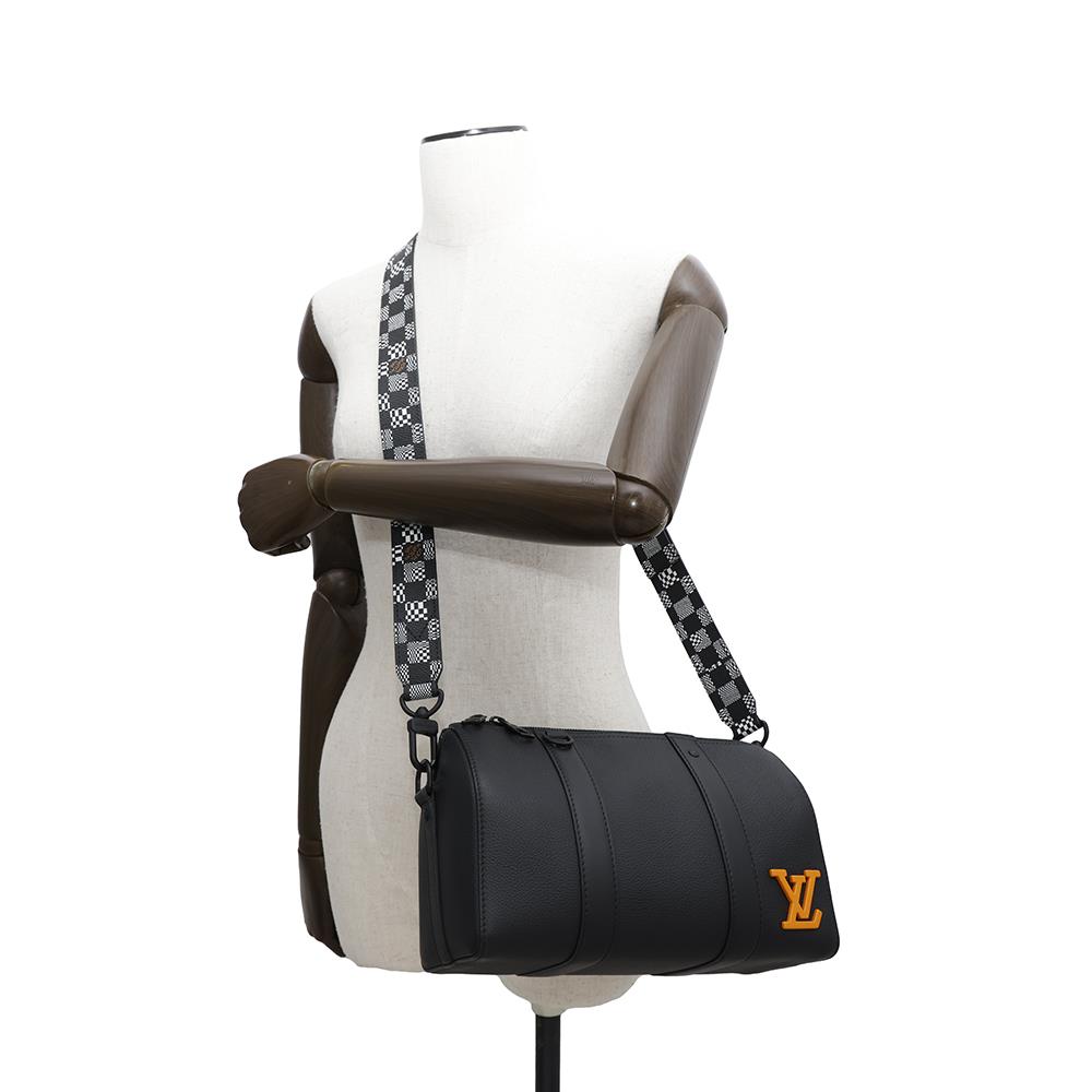 LOUIS VUITTON City?Keepall NoirM57417 Grain Leather Damier - Distorted