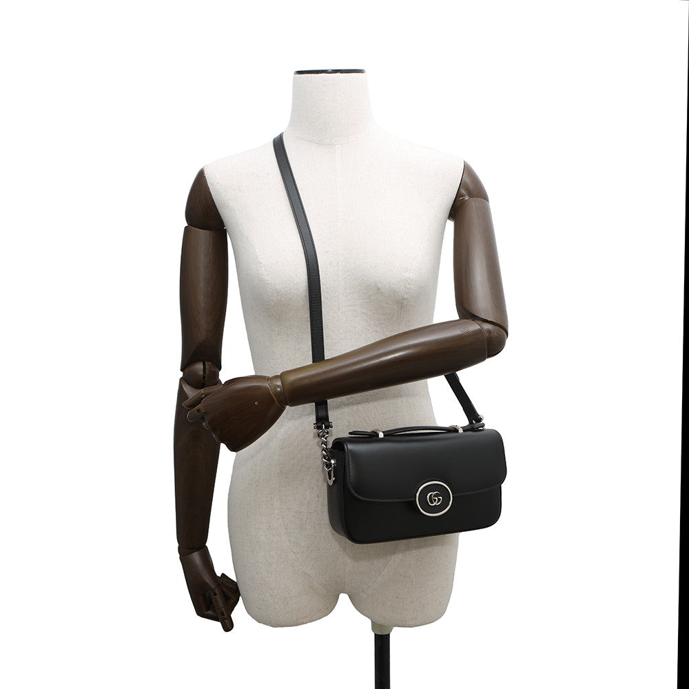 GUCCI ?Petit GGShoulder Black739722 Leather Size Mini