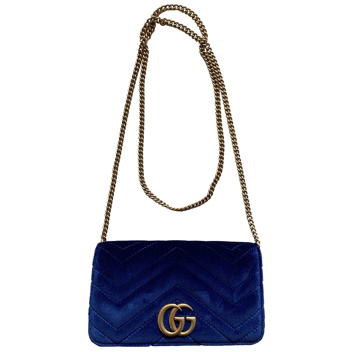 Gucci marmont blue velvet handbag