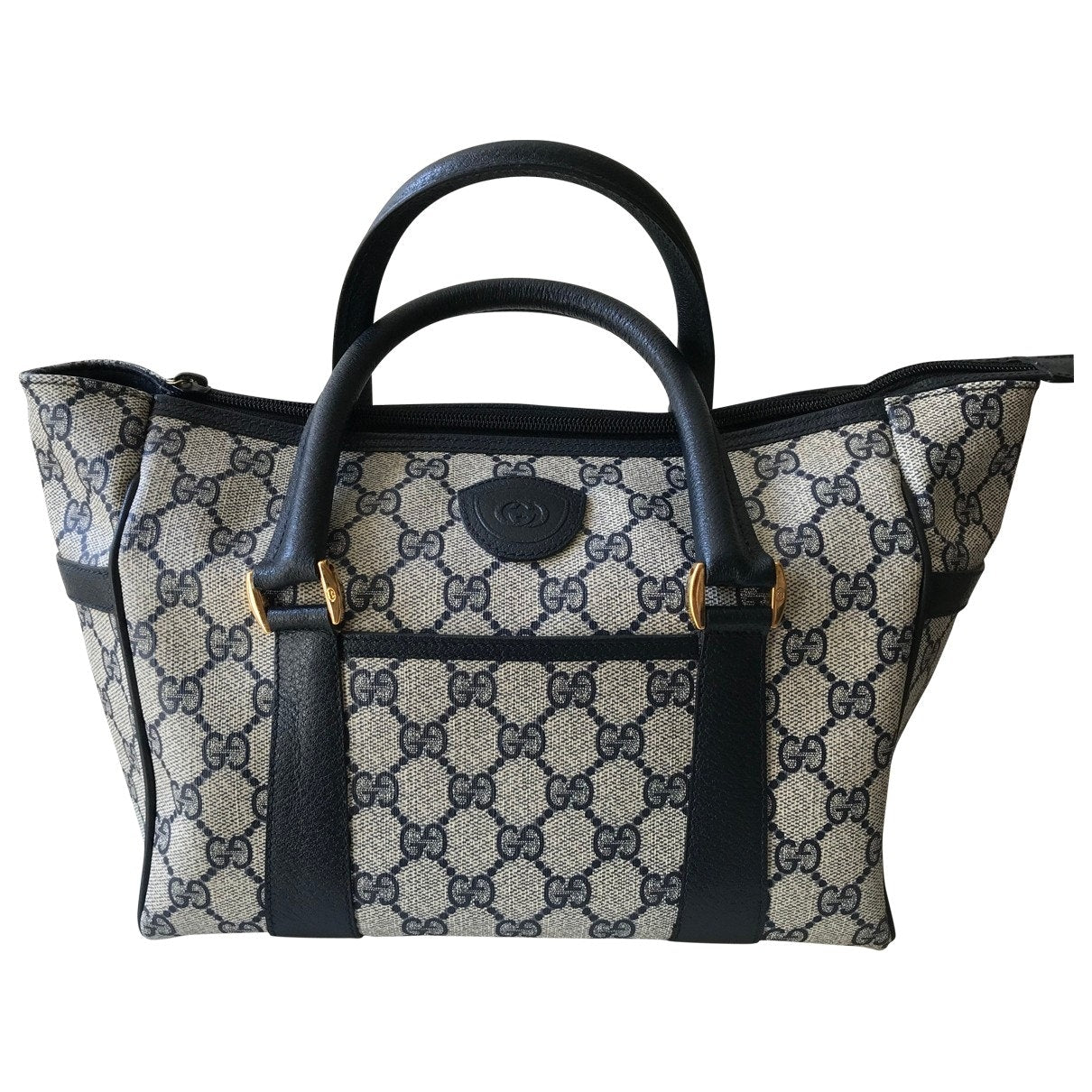 Gucci boston navy leather handbag