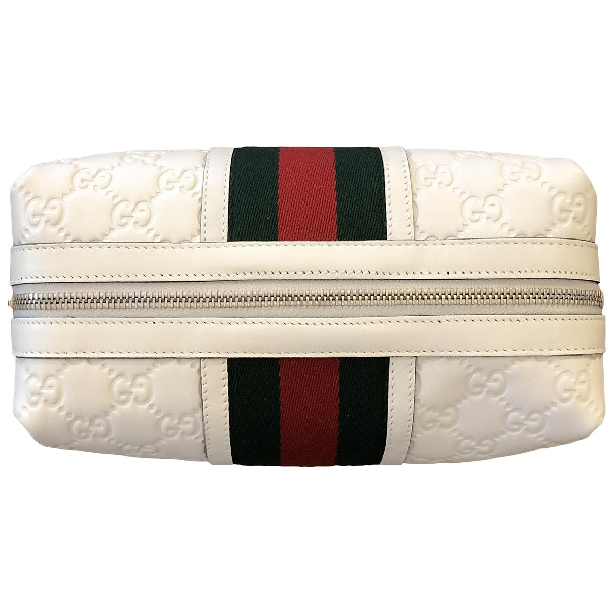 Gucci white leather travel bag