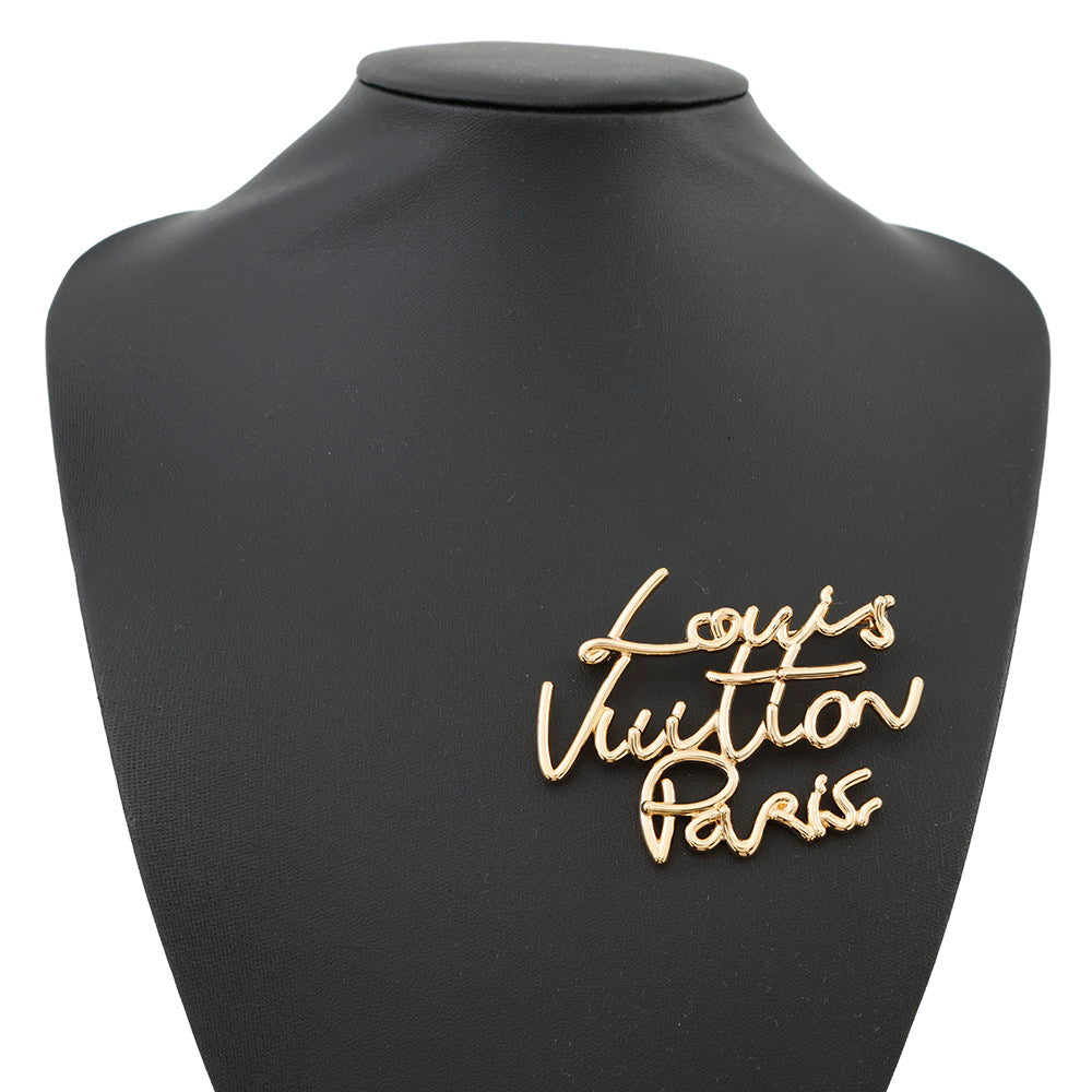 LOUIS VUITTON Brooch?LV Script GoldM03098 Metal
