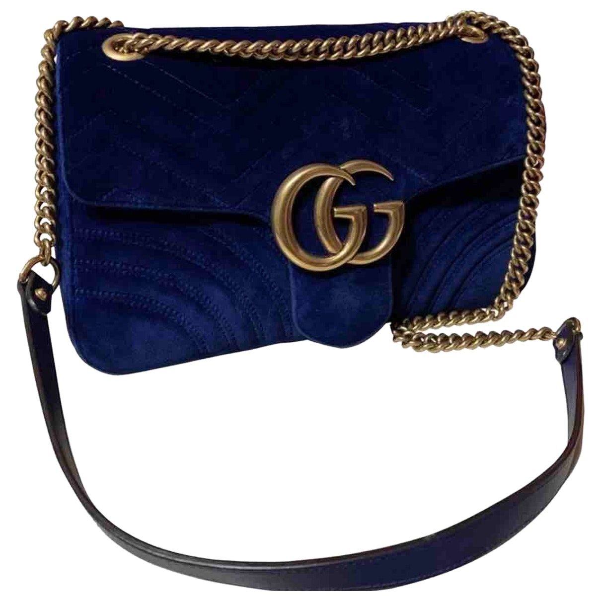 Gucci marmont blue velvet handbag