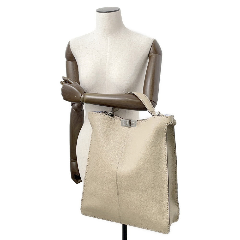 FENDI Peekaboo I See You 2-Way Tote Bag Beige7VA528 Leather