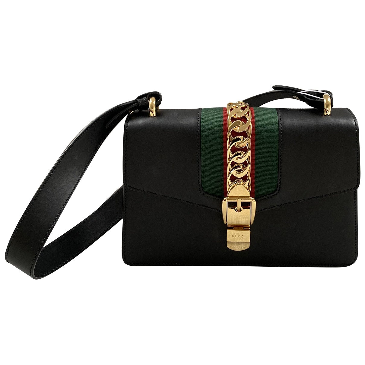 Gucci sylvie black leather handbag