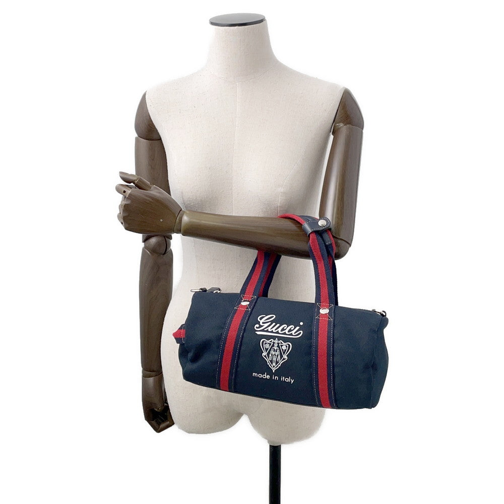 GUCCI Printed Canvas Small Duffle Bag Dark Blue816865 Canvas