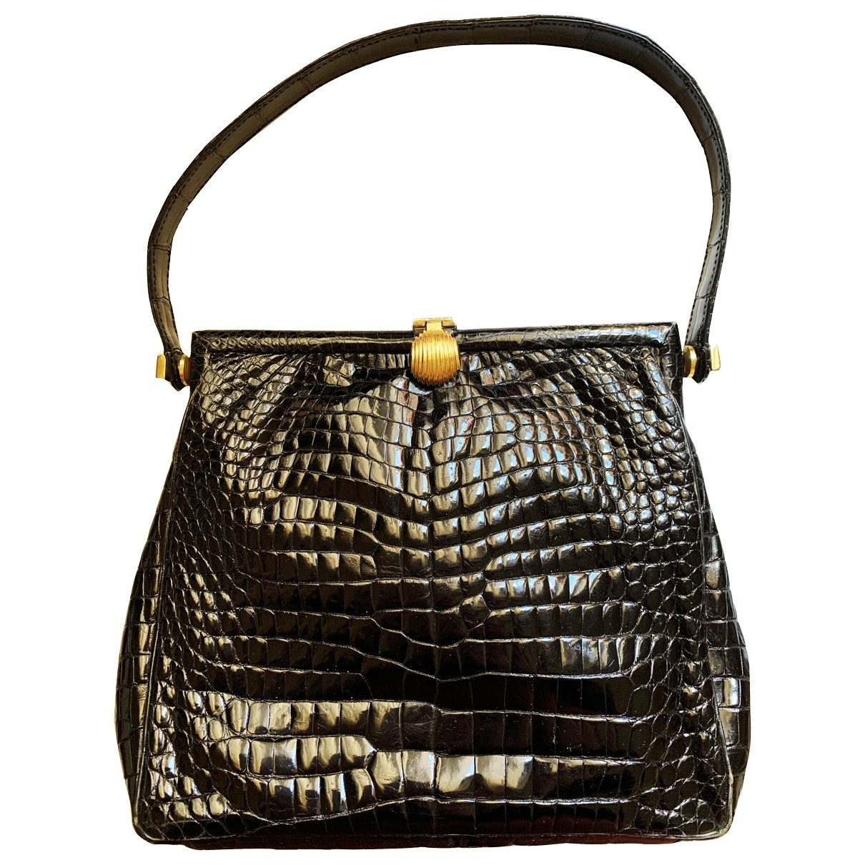 Gucci black crocodile handbag