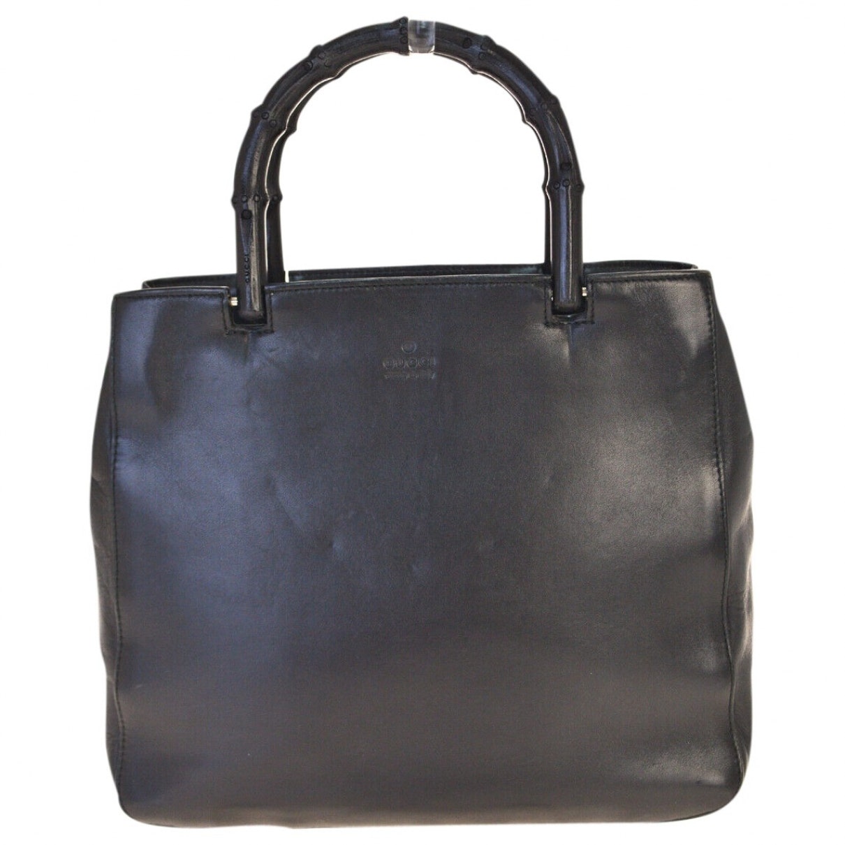 Gucci bamboo black leather handbag