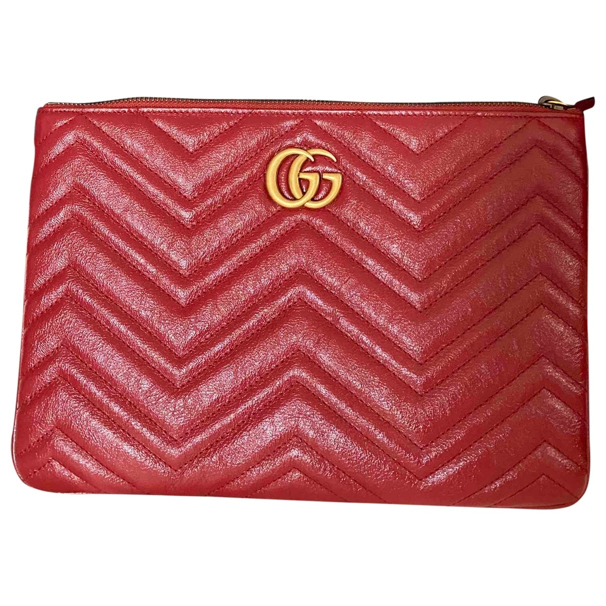 Gucci marmont red leather clutch bag