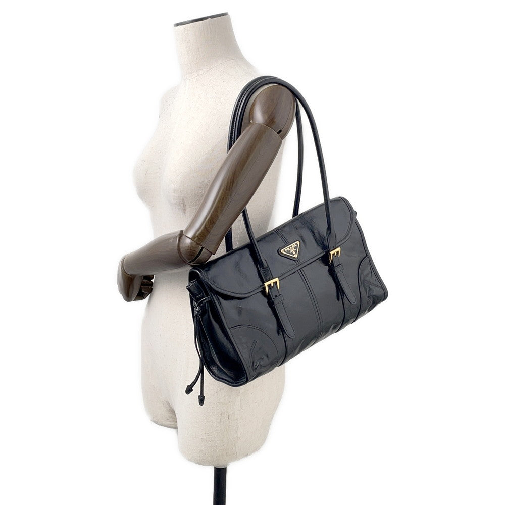 PRADA Shoulder Bag Black1BD376 Leather Size Medium