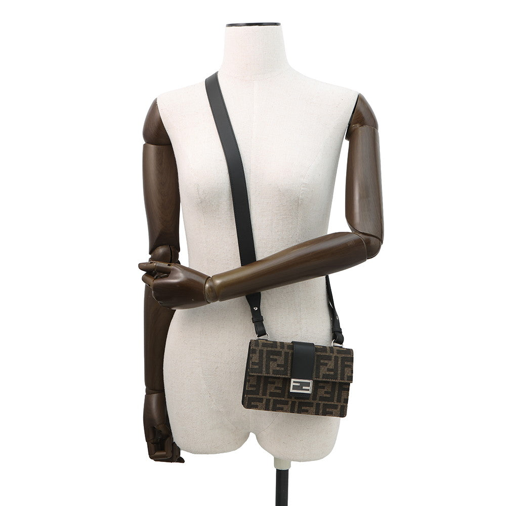 FENDI Baguette Slim Shoulder Bag Brown7M0295 Canvas