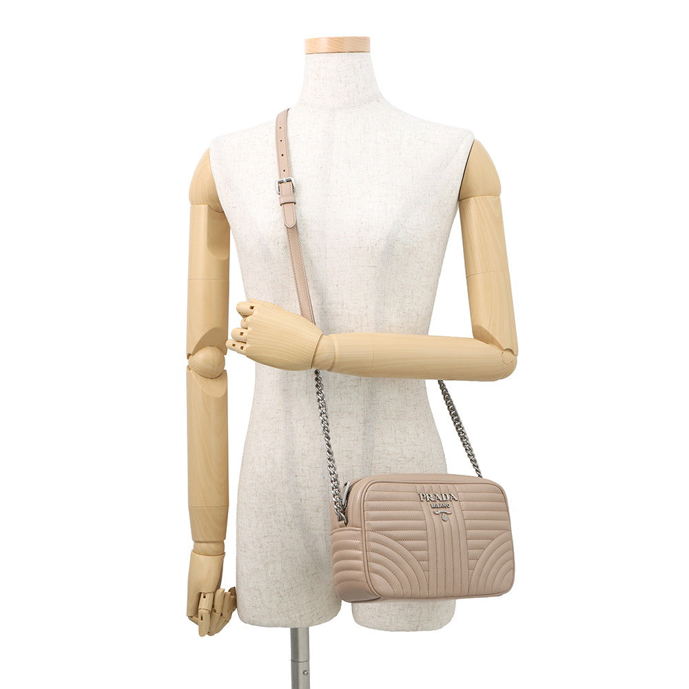 PRADA Diagram ChainShoulder Bag Beige1BH083 Leather