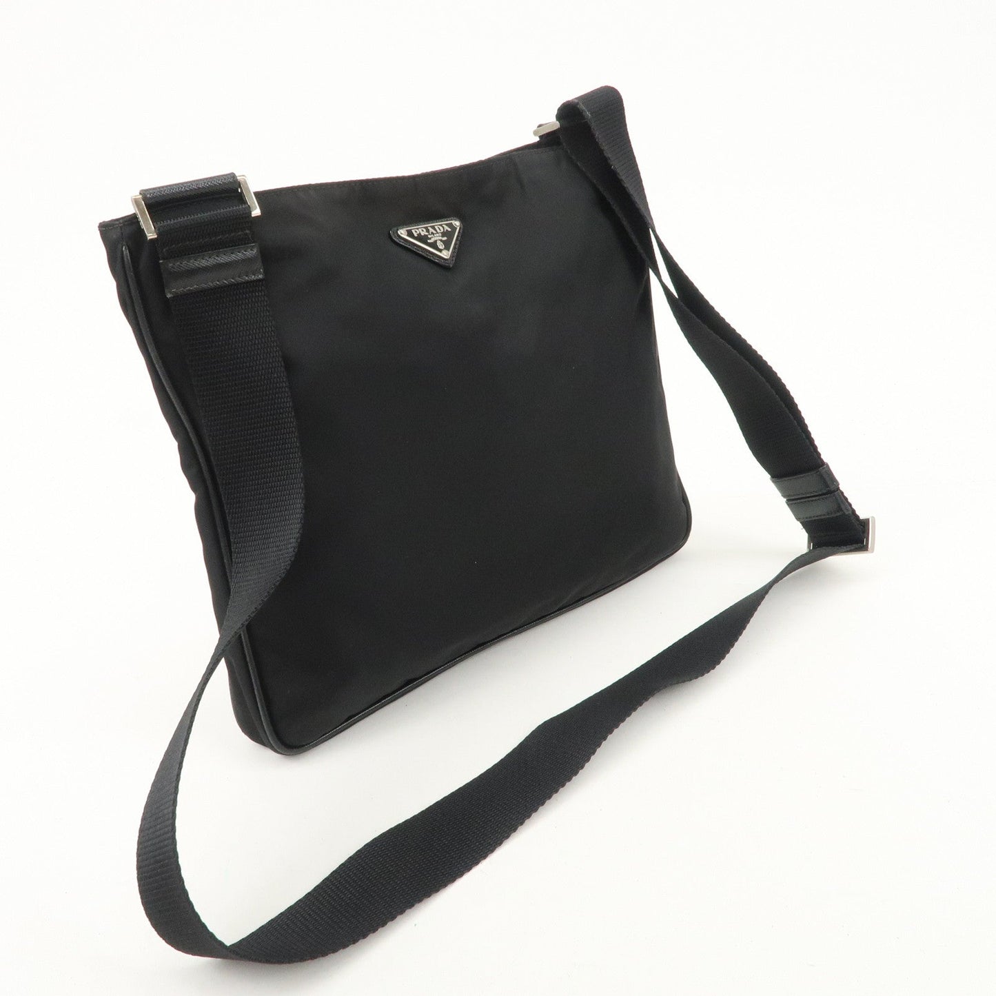 PRADA Triangle Logo Nylon Shoulder Bag Crossbody Bag Black