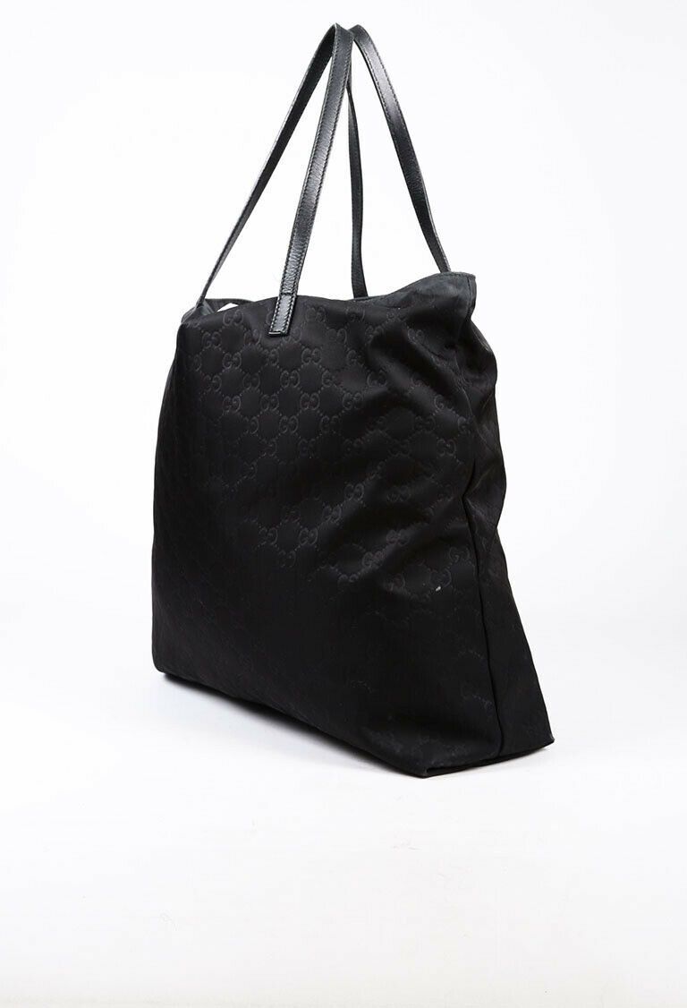 Gucci Guccissima Black Leather Nylon Tote