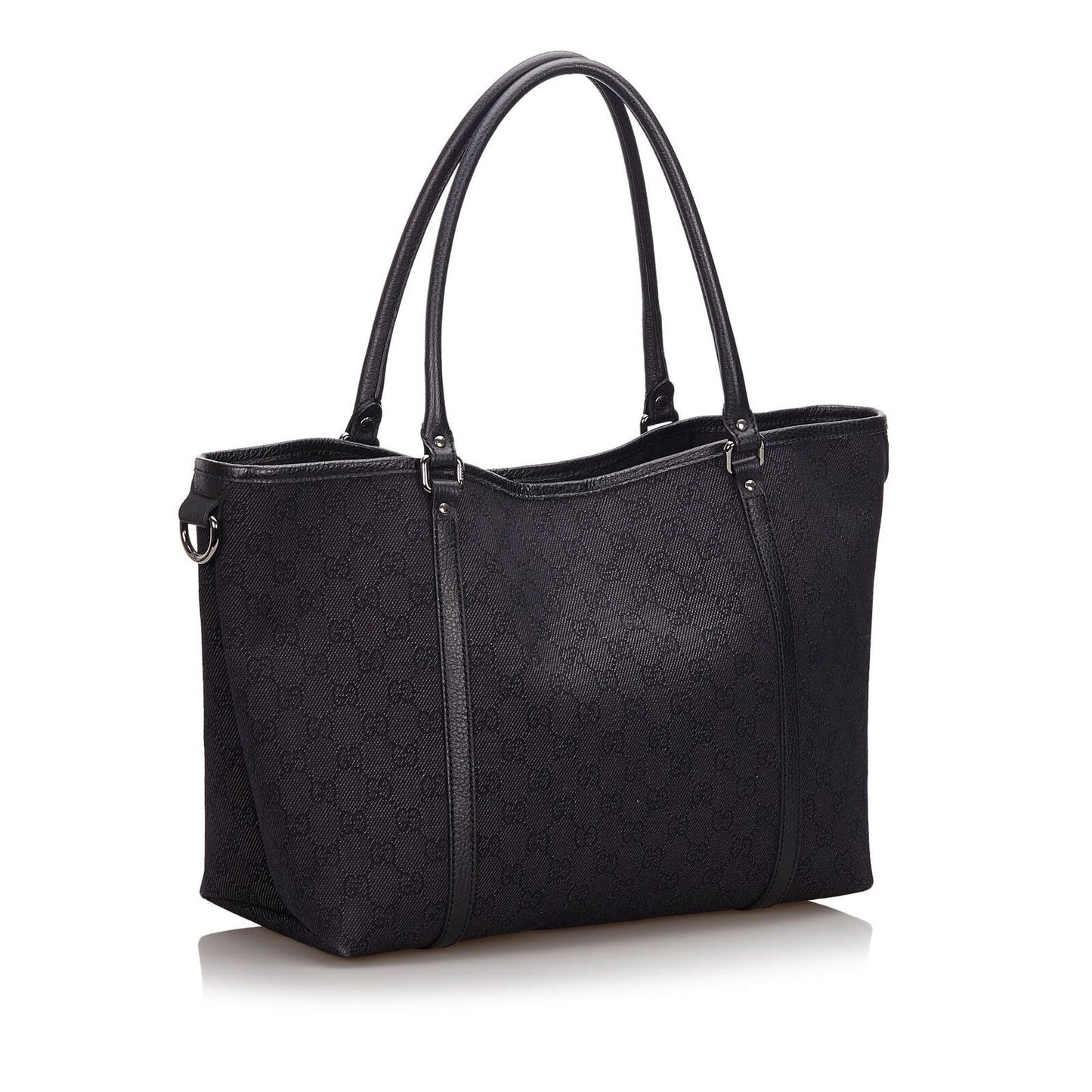 Gucci Black Leather Canvas Tote Style 2