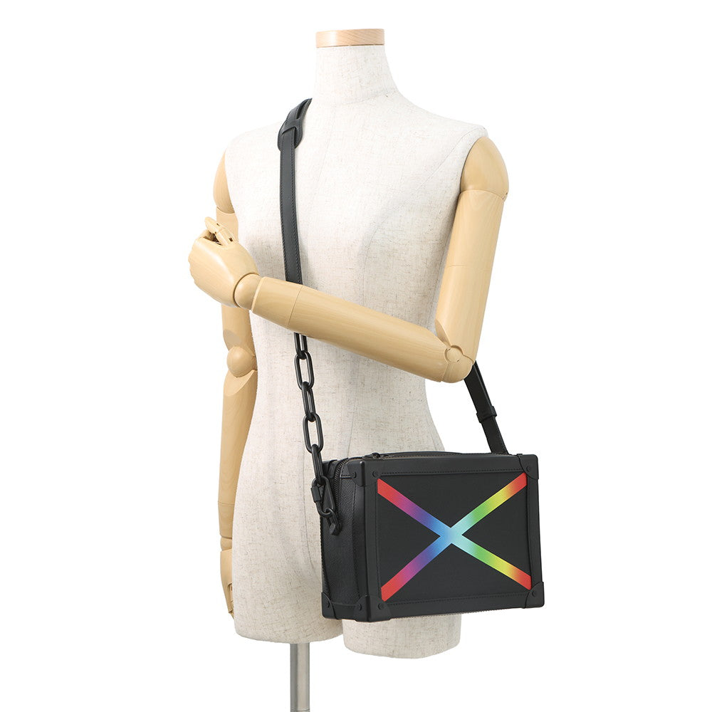 LOUIS VUITTON Soft Trunk Noir/Righe RainbowM30341 Taiga Leather