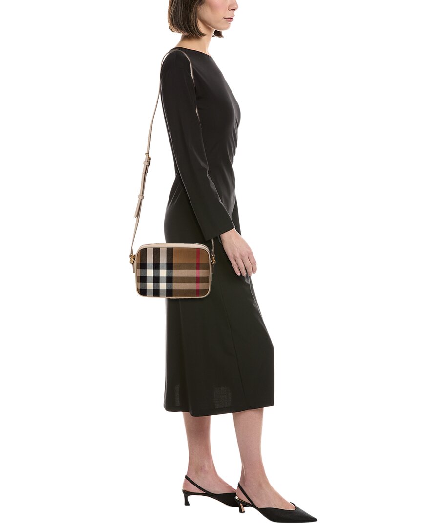 Burberry Check Canvas & Leather Camera Bag