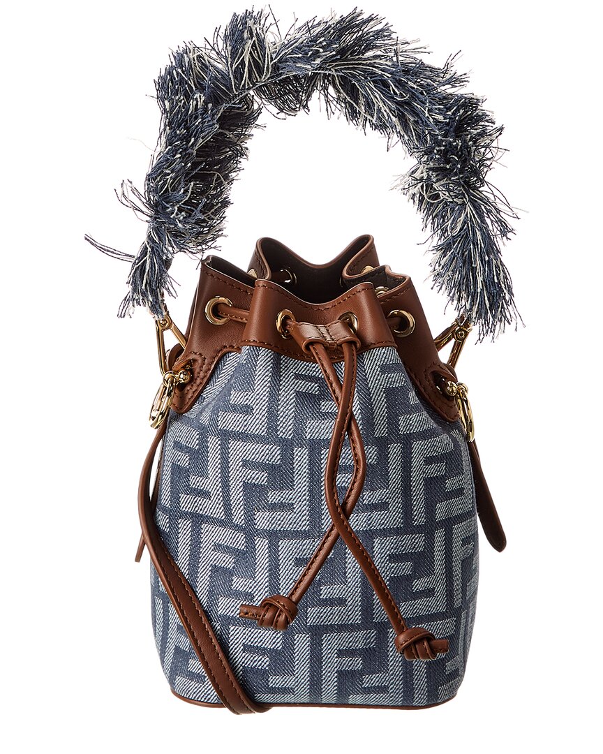 Fendi Mon Tresor Mini Ff Denim & Leather Bucket Bag