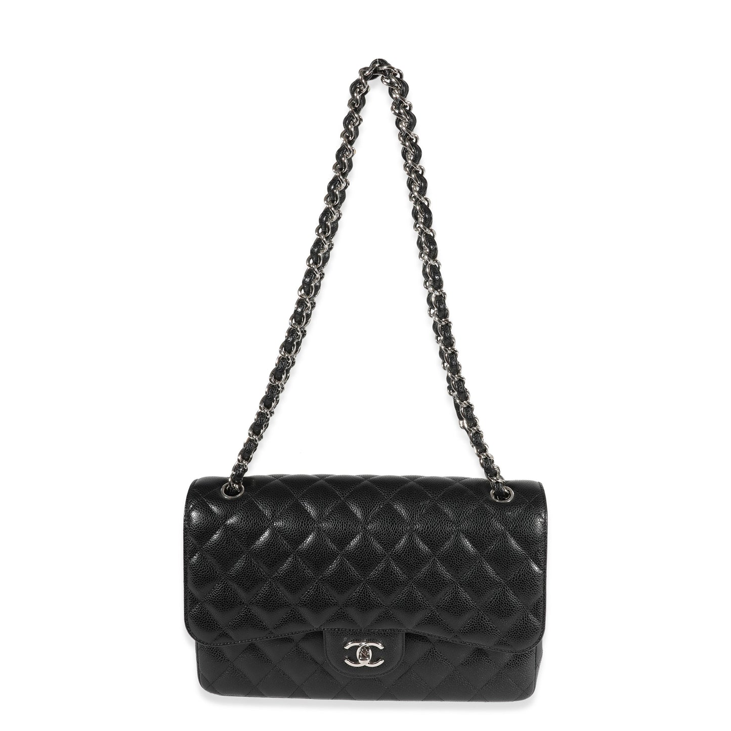 Chanel Black Quilted Caviar Jumbo Classic Double Flap Bag