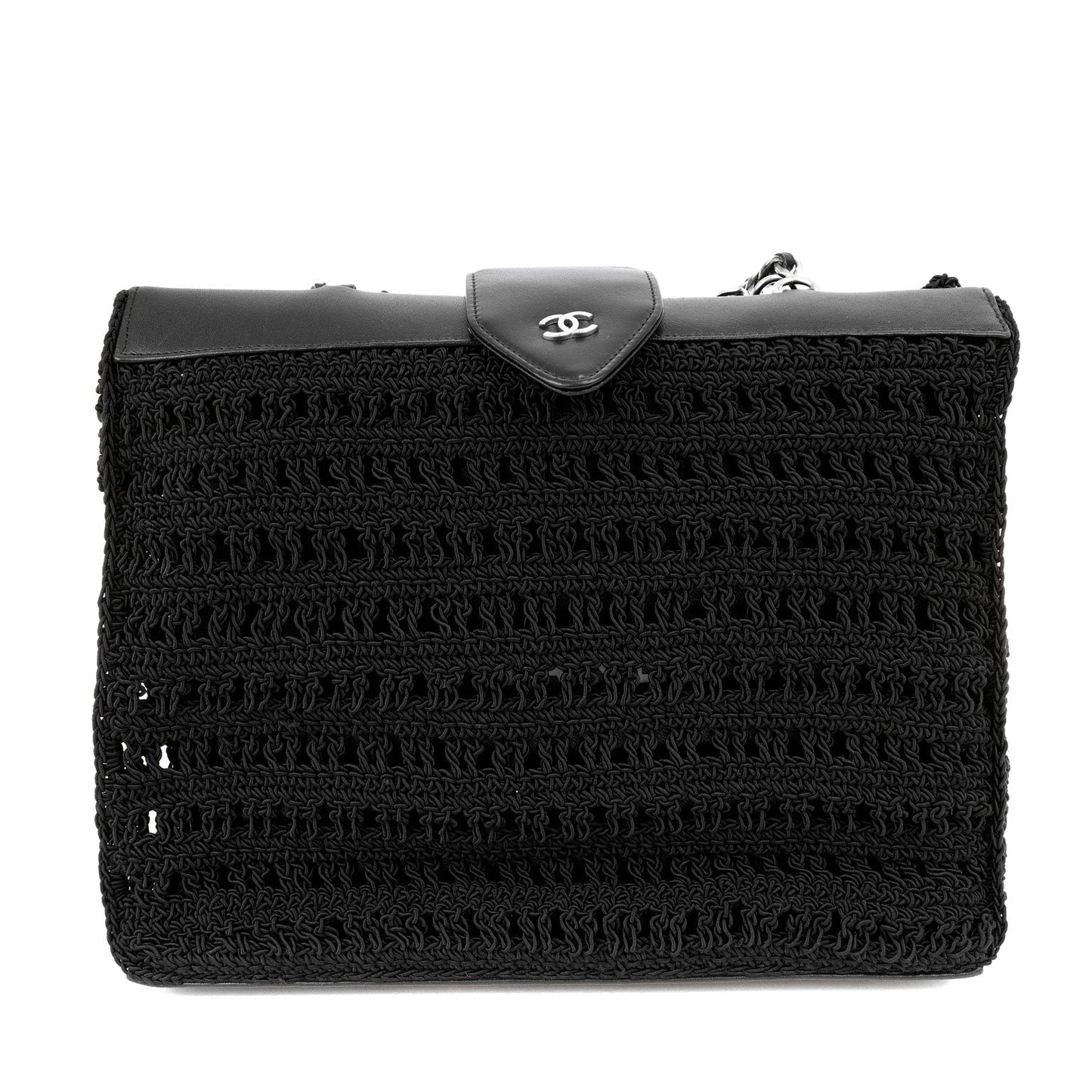 Chanel Black Crocheted Mini Tote with Silver Hardware