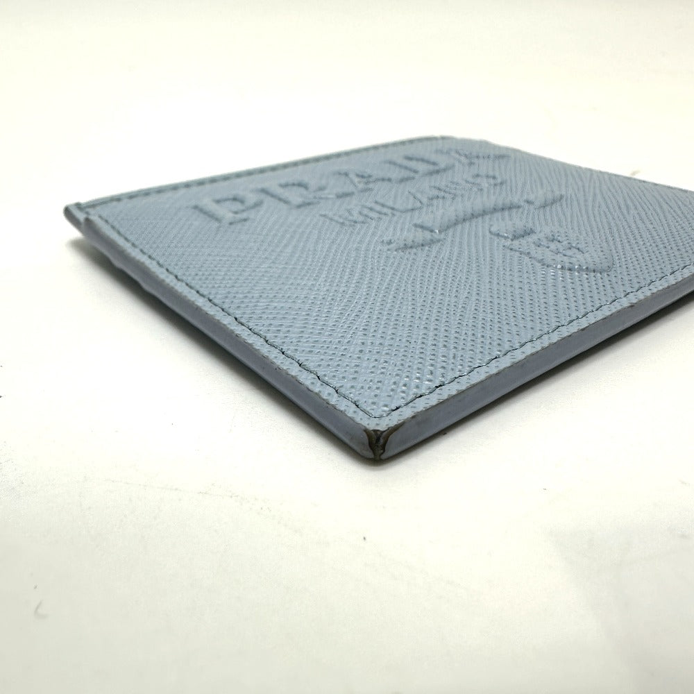 PRADA Card Case 1MC025 Safiano leather Light blue Embossed logo Women
