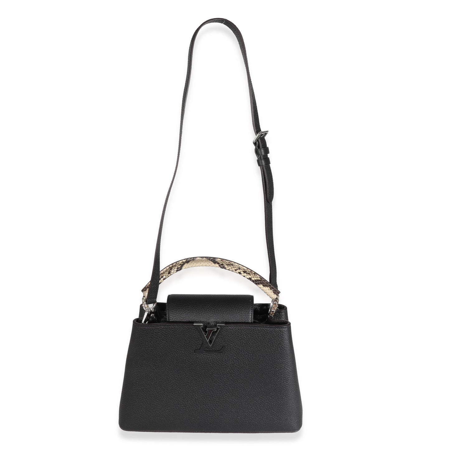 Luxury Women's Handbag | Louis Vuitton Black Taurillon Python Capucines PM