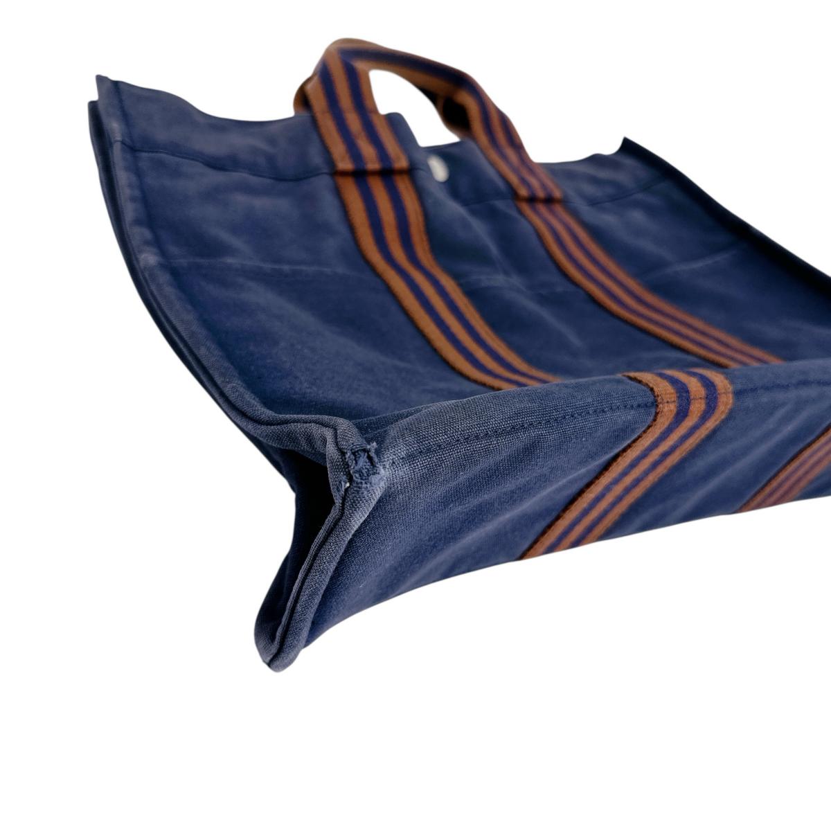 HERMES Tote Bag cotton Navy Handbag Business bag Fool ToeMM mens(Unisex)