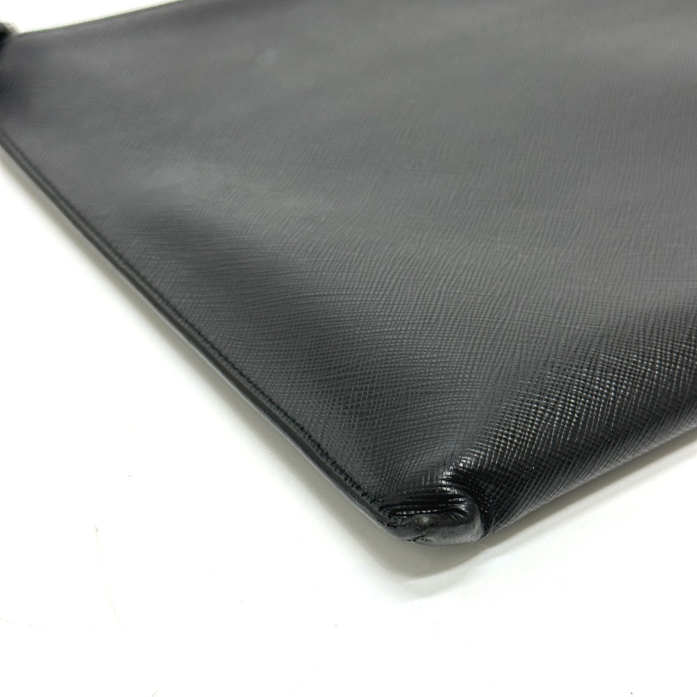 PRADA Clutch bag 2NG001 Safiano leather black logo rabbit mens