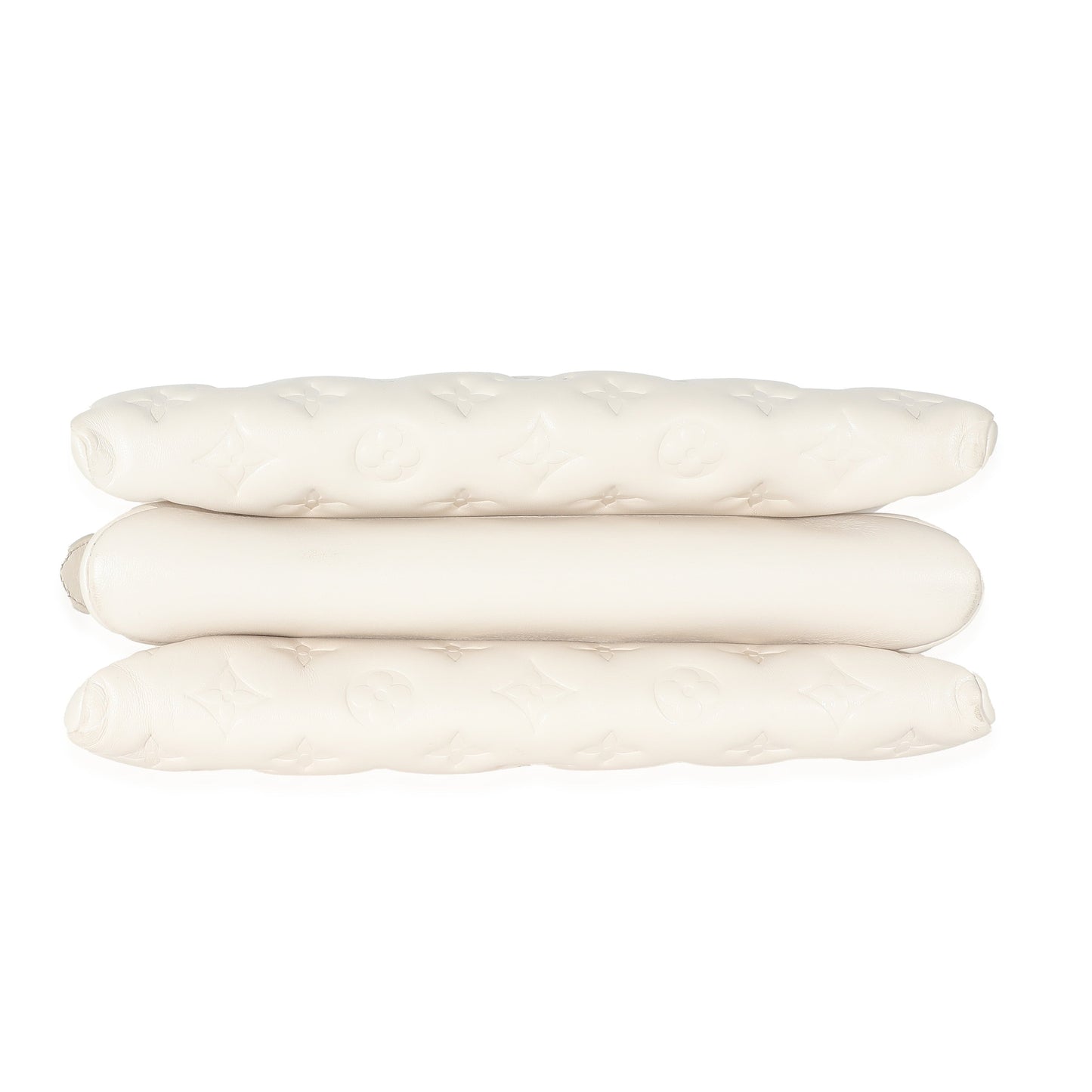 Louis Vuitton Cream Puffy Lambskin Monogram Coussin PM