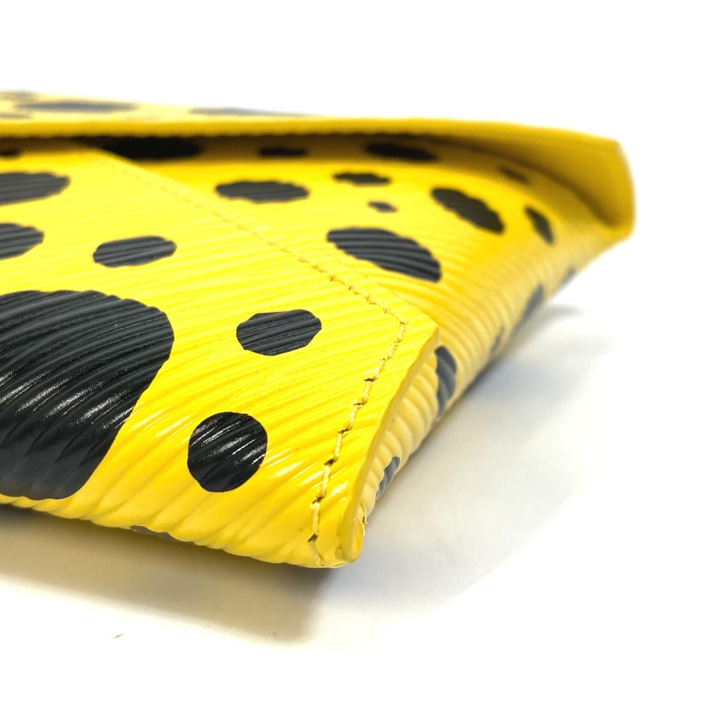 LOUIS VUITTON Pouch leather Yellow x black yellow leather dots only Yayoi Kusama LV x YK Pochette Kirigami Women