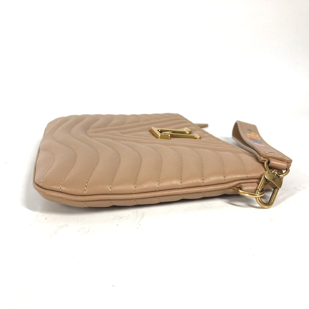 LOUIS VUITTON Clutch bag leather beige New Wave Pochette Zip Women