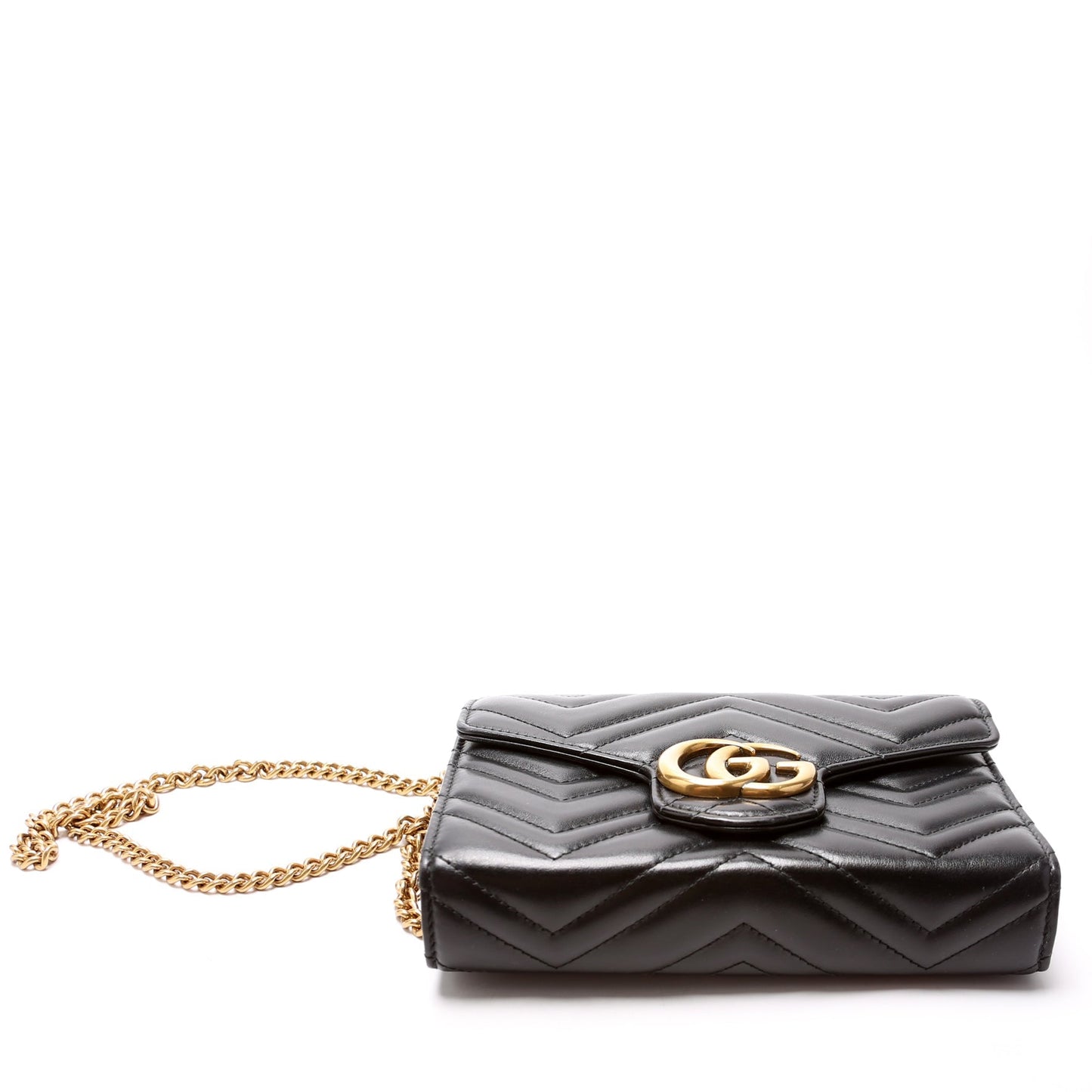Gucci 474575 Marmont Chain Wallet Black Bag