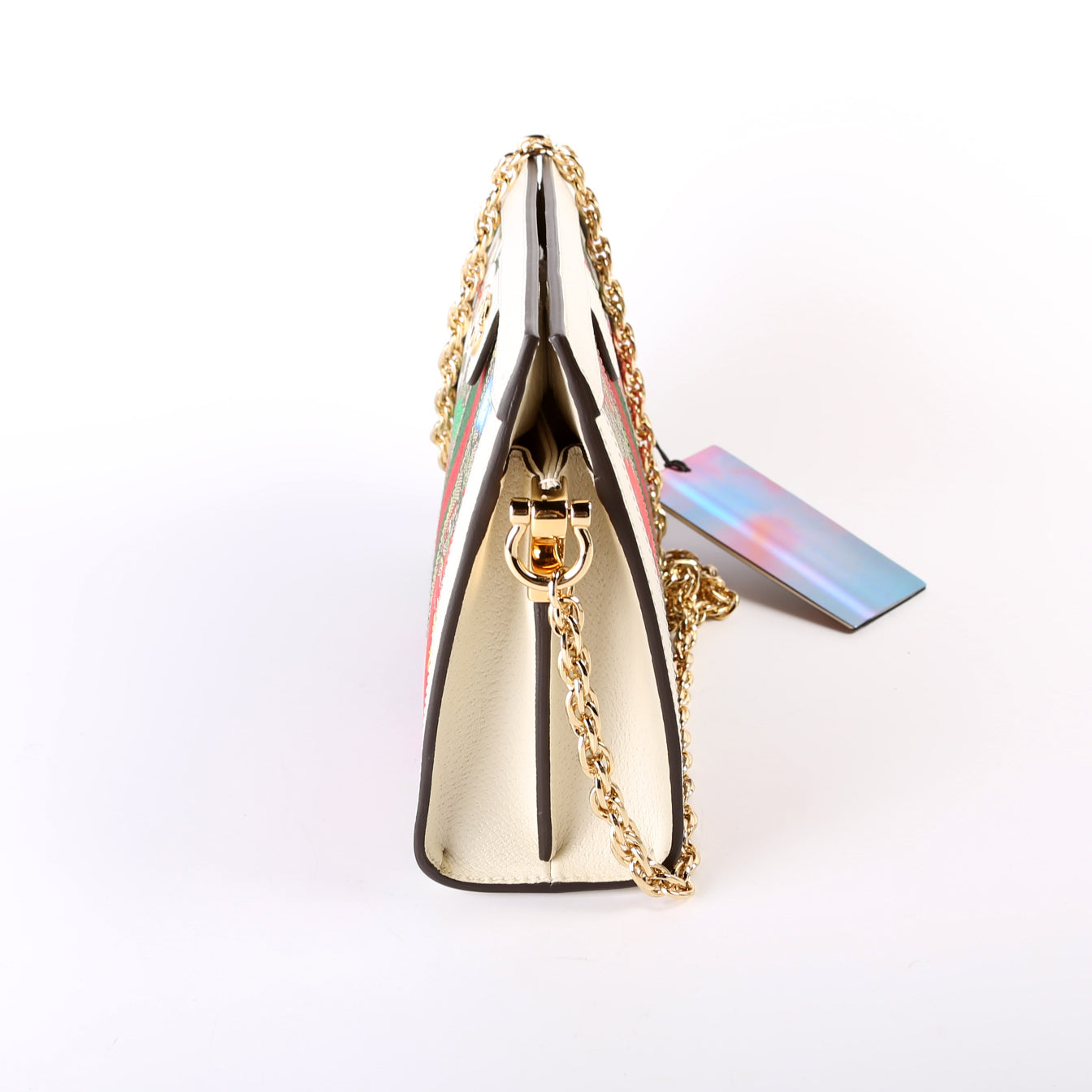 Gucci 503877 GG Supreme Flora Ophidia Small Chain White Bag