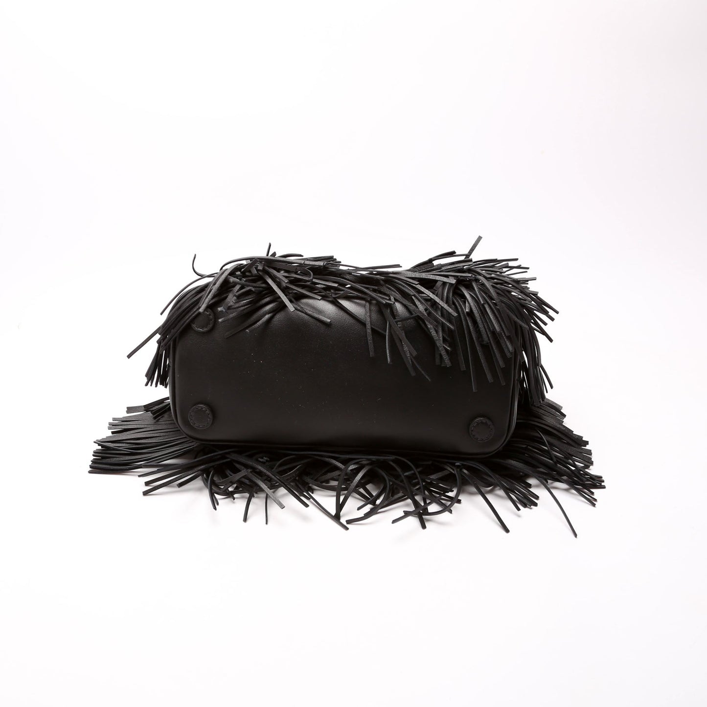 Prada Leather Fringe Galleria Small Black Bag