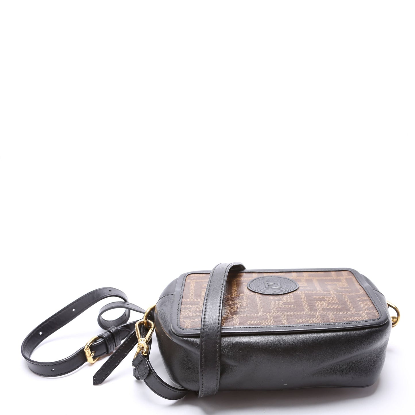 Fendi 8BS019 Zucca Coated Canvas Mini Camera Brown Bag