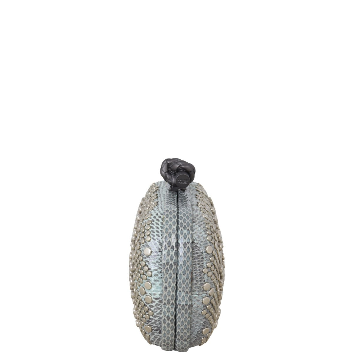 Bottega Veneta Knot Studded Python Trim Clutch
