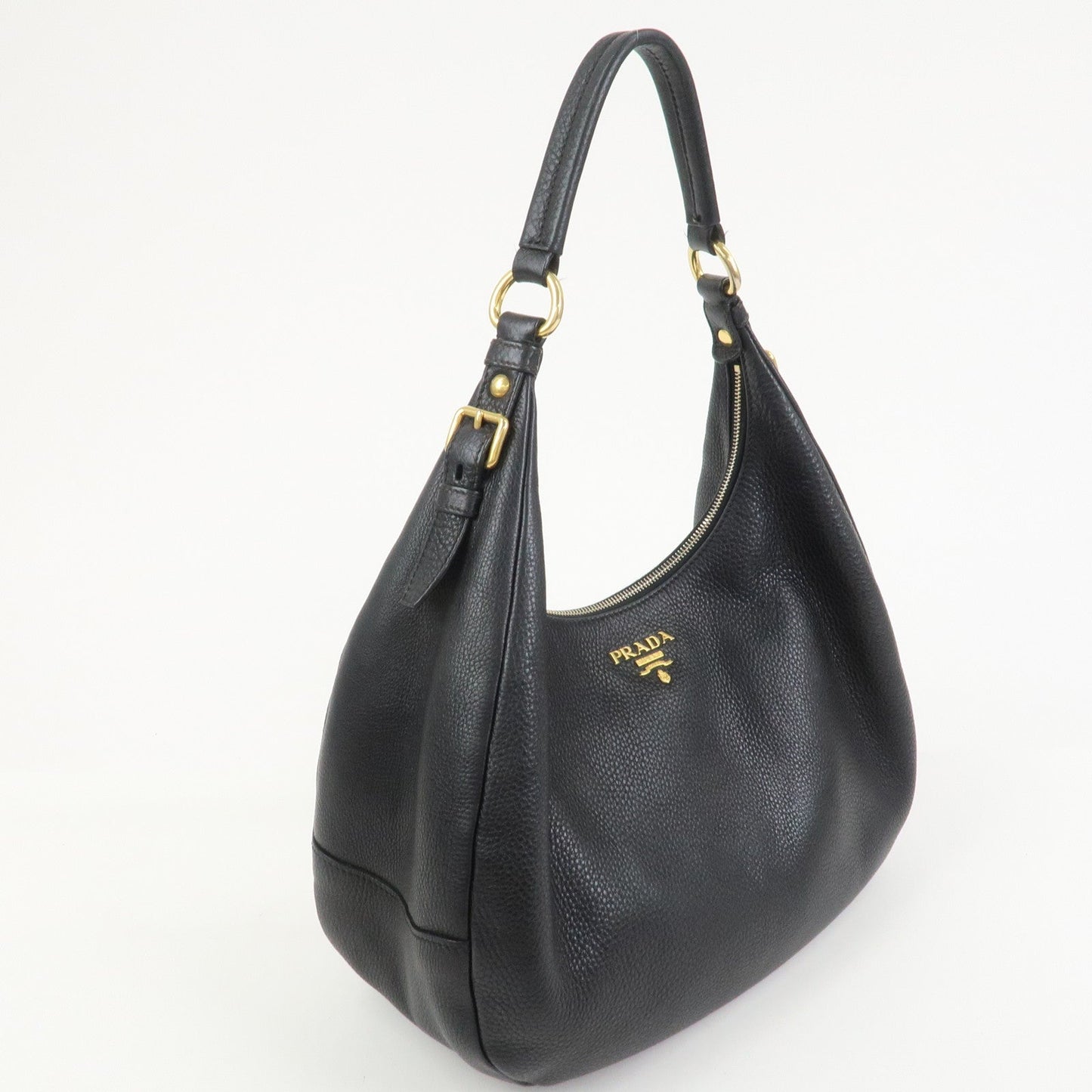 PRADA Leather Shoulder Bag Hand Bag Black BR4311